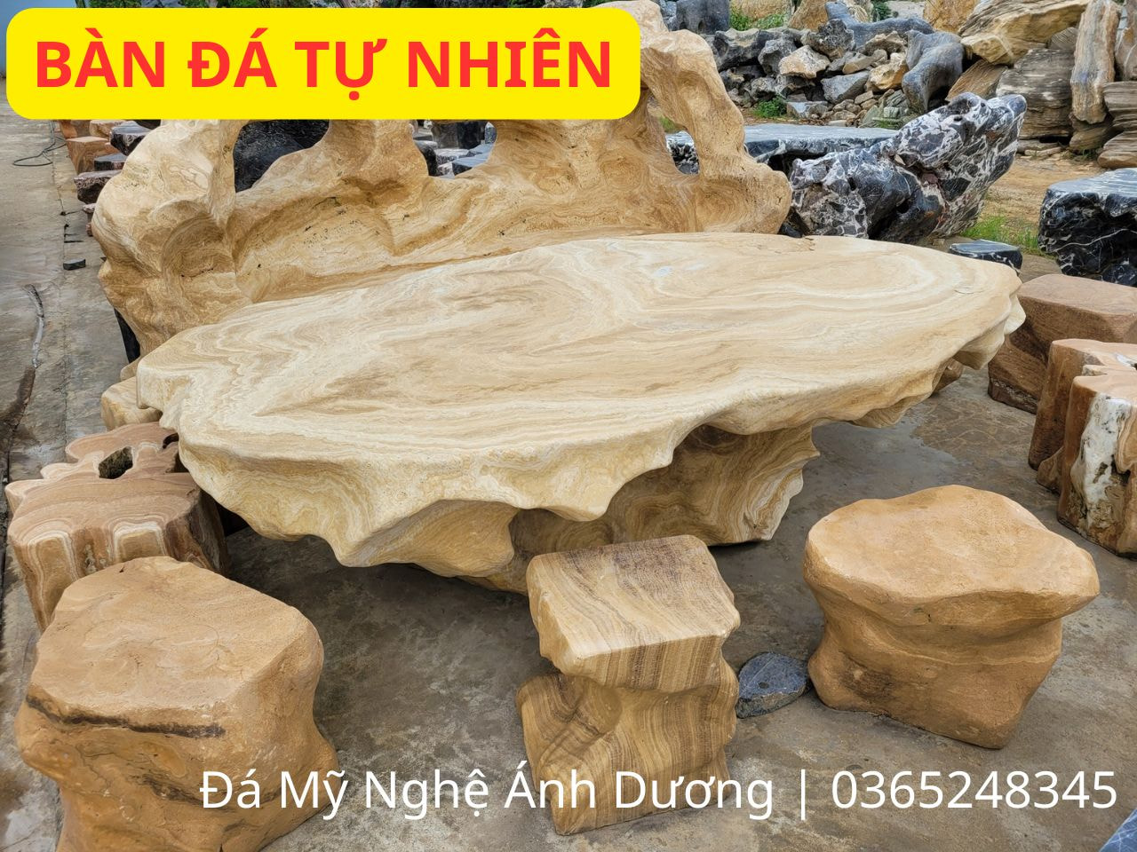 bàn ghế đá tự nhiên